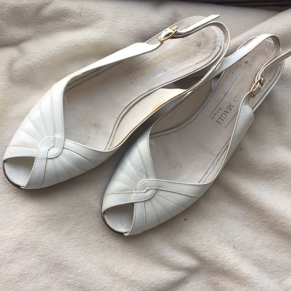 White slingback Bruno Magli Sandal / heels 6.5